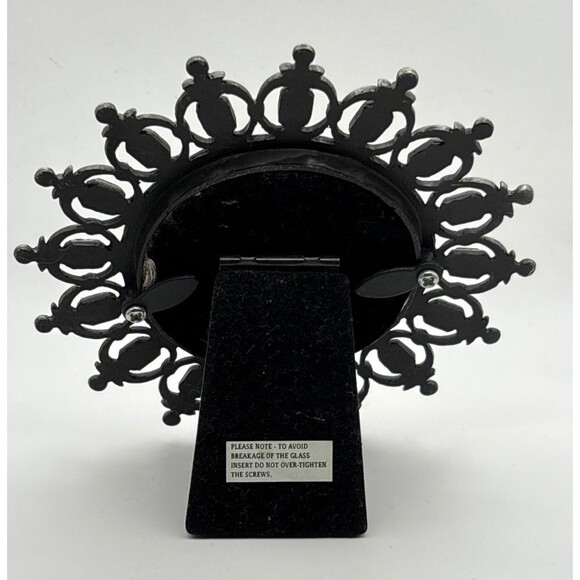 Jeweled Round Picture Frame Holds 2.5X2.5'' Used - Picture 3 of 6